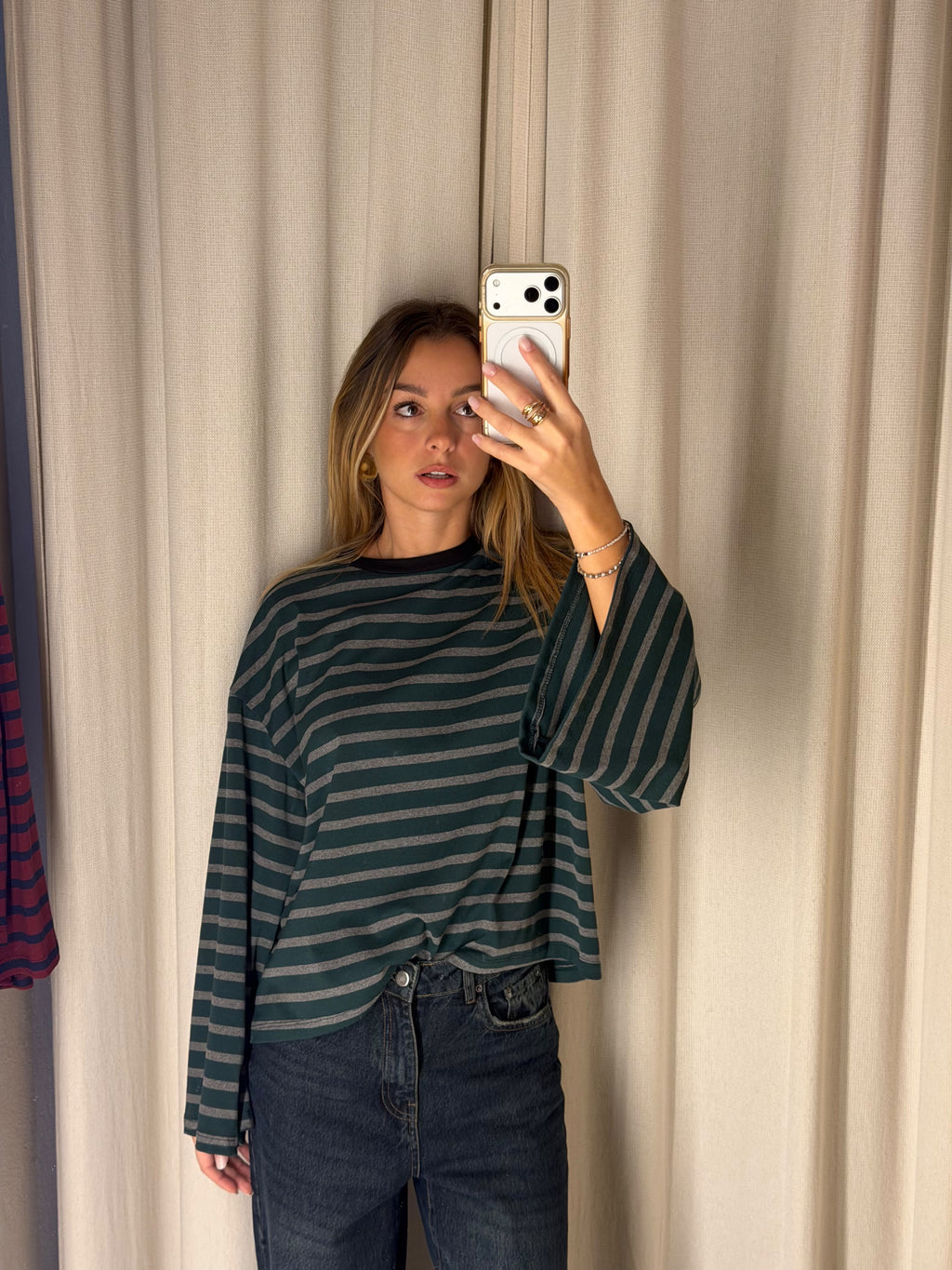 Long Sleeve a righe | GRIGIO & VERDE BOSCO