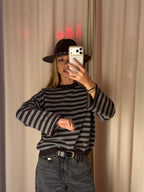 Maglia Girocollo a righe | MOKA & GRIGIO