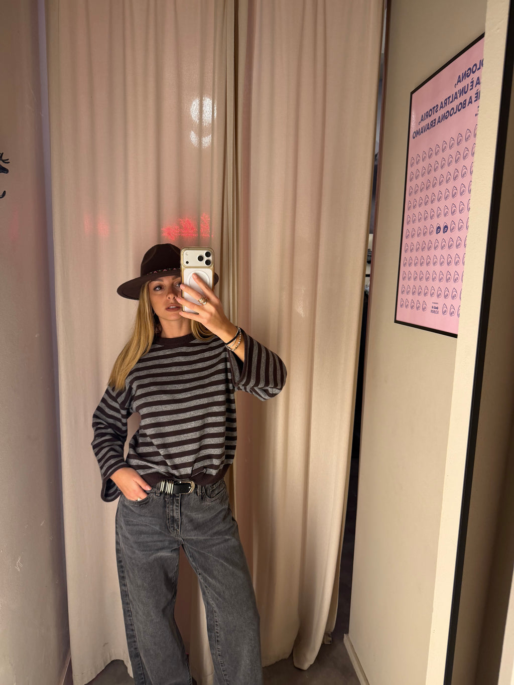 Maglia Girocollo a righe | MOKA & GRIGIO