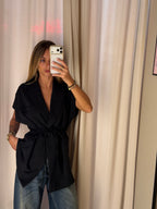 Blazer nero manica corta