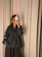 Camicia a quadri con ricami