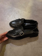 Mocassino vera pelle con frange | NERO