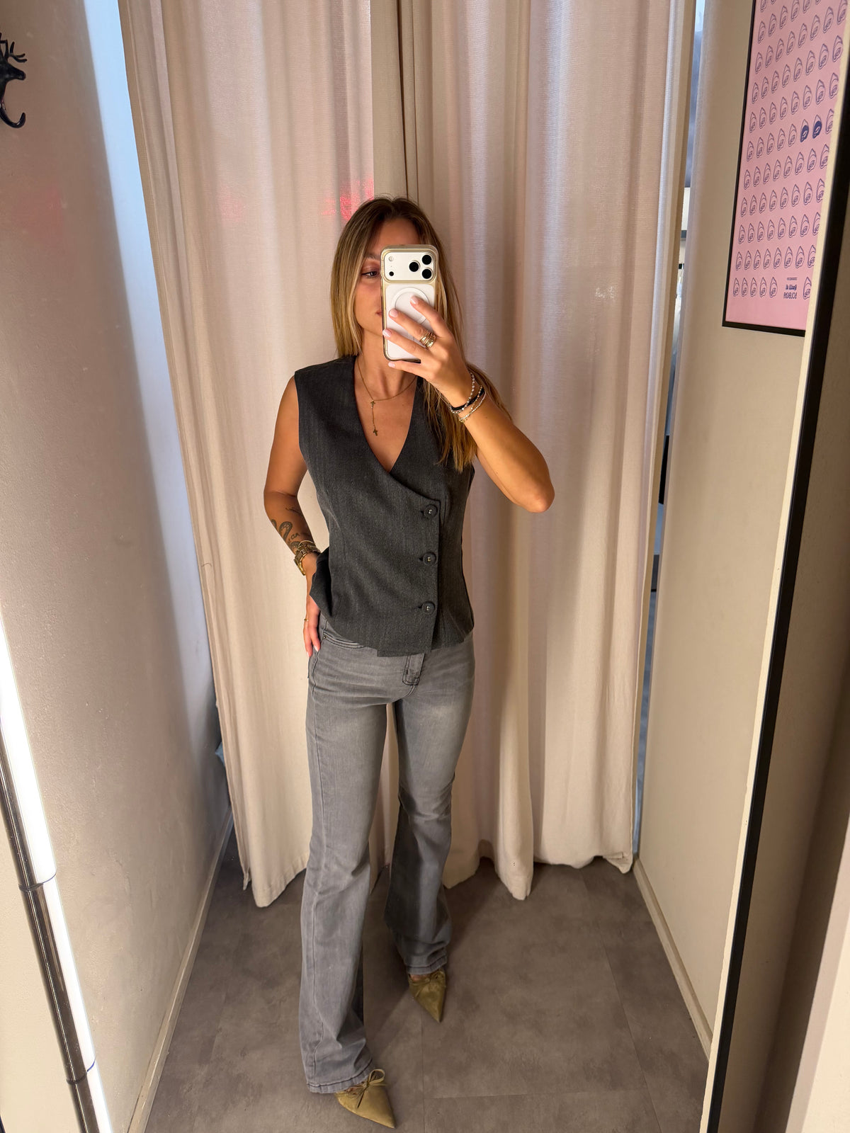 Denim flare grigio