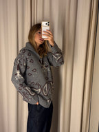 Cardigan Bandana | GRIGIO CHIARO & BURGUNDY