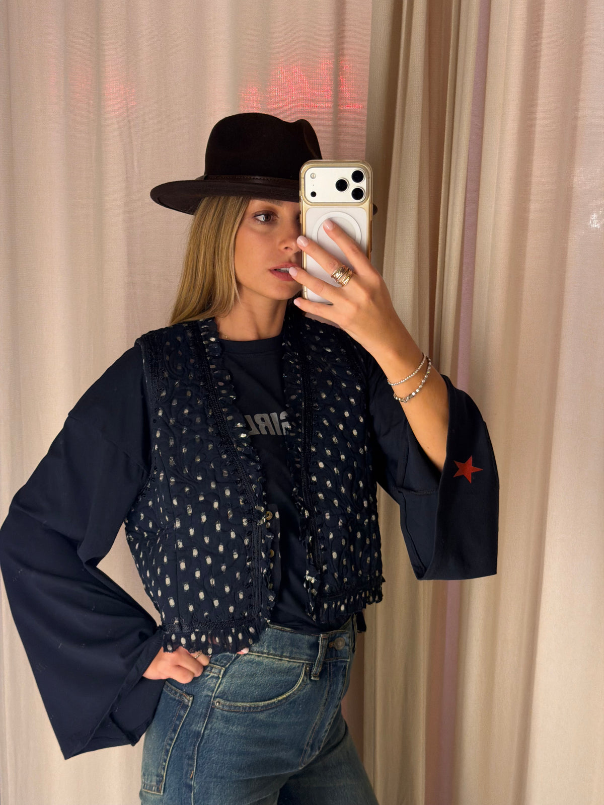Gilet corto in jacquard