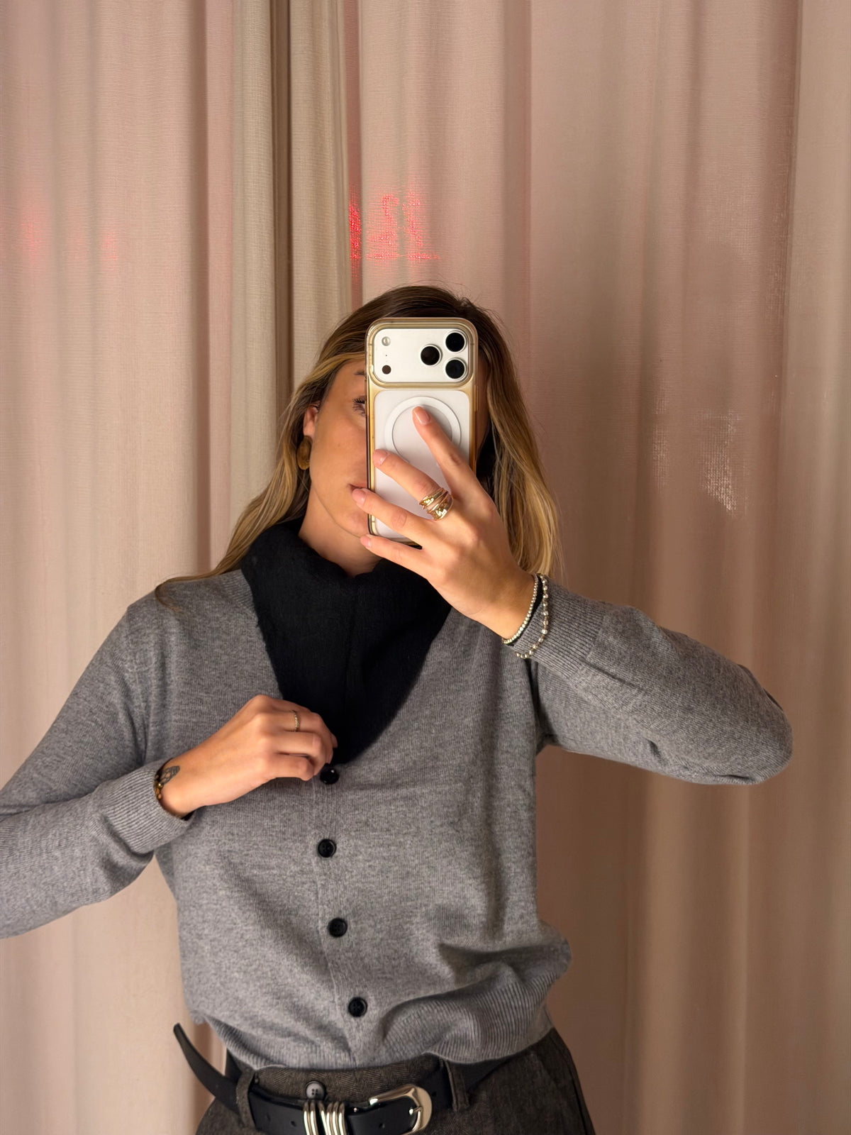 Cardigan con Bottoni | GRIGIO