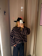 T-shirt a righe | NERO & BURGUNDY