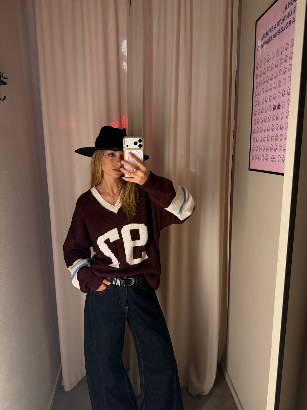 Maglione 97 scolllo V | BURGUNDY